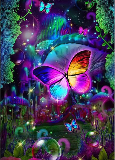DAERLE DIY Diamond Art, Round Full Diamond Painting Crystal Art Kits for Adults, Butterfly Diamond Painting Kits for Adults Beginners Kids Diamond Art Kits Diamond Picture Arts for Home Decor 30x40cm
