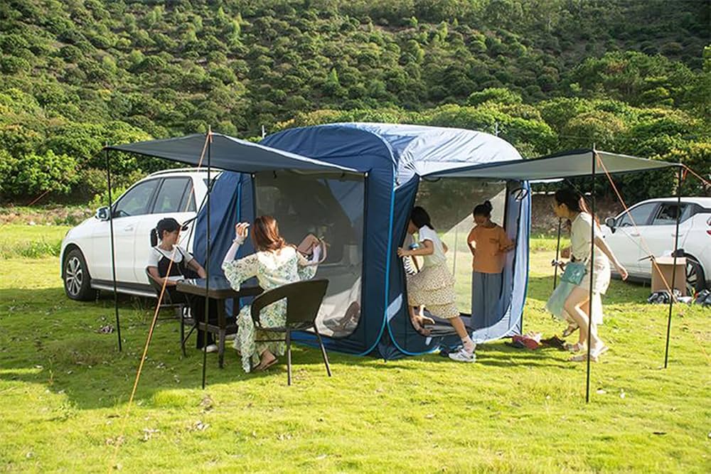 車と連結 屋根シート付 車中泊テント ハッチバックテント リアゲート LandField ランドフィールド リアゲートハッチバックテント 3-4