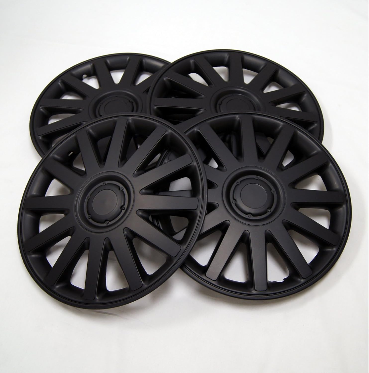 TuningPros WSC-610B15 - Pack of 4 Hubcaps - 15-Inches Style Snap-On (Pop-On) Type Matte Black Wheel Covers Hub-caps