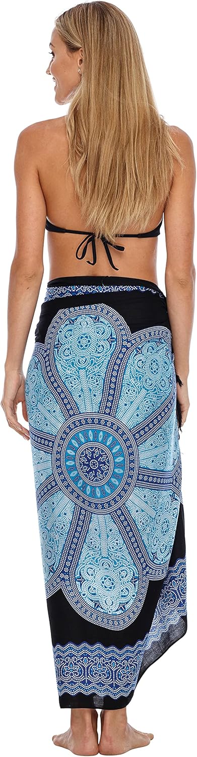 SHU-SHI Womens Beach Swimsuit Cover Up Flower Sarong Wrap with Coconut Clip - Image 6