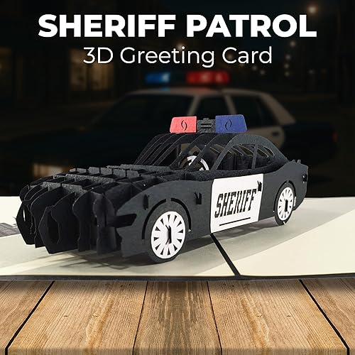 Miniatura 3 de iGifts And Cards Sheriff Car - Tarjeta de felicitación desplegable 3D Impresionante regalo de feliz cumpleaños, jubilación adjunto jefe, graduación