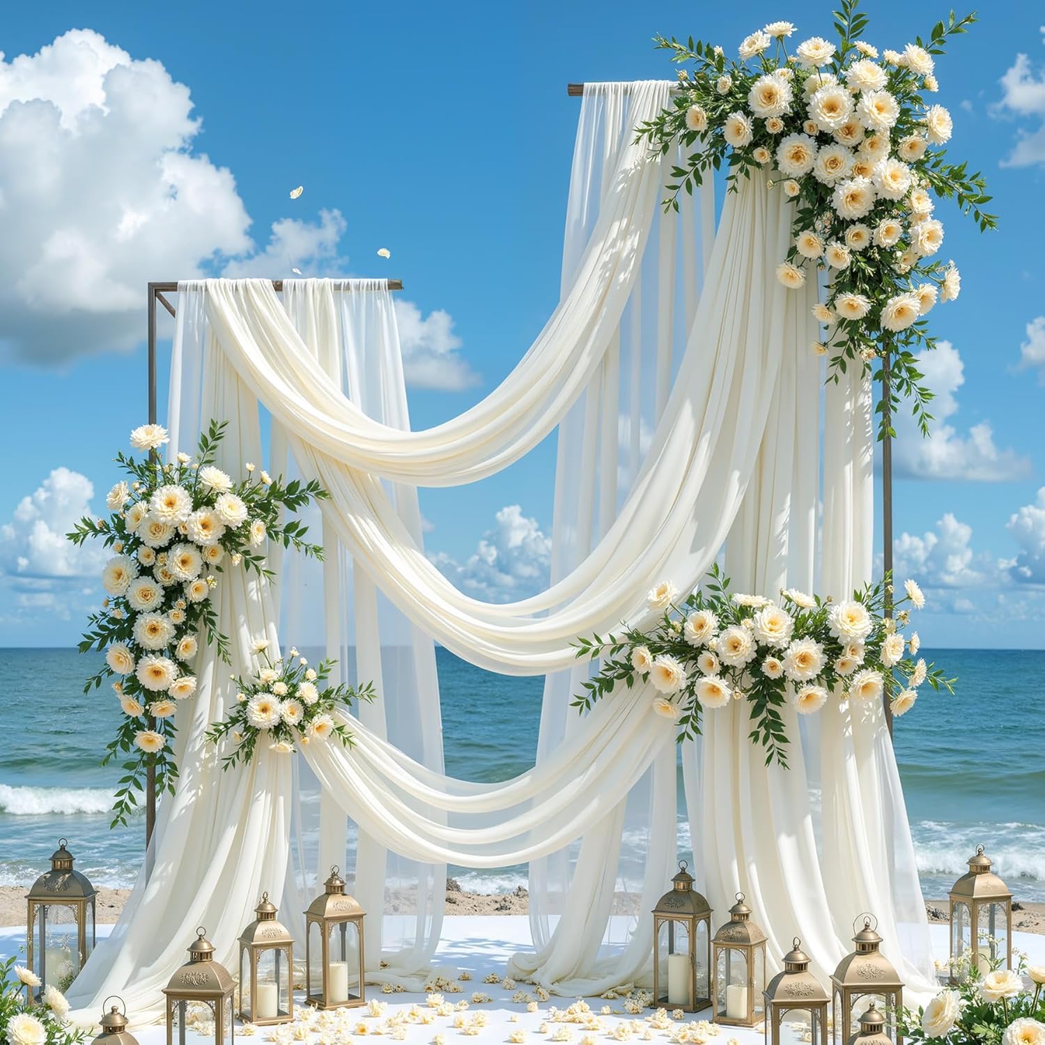 20M Chiffon Stoff Meterware & Tüll Stoff –160cm breiter Tischläufer Hochzeit und Hochzeitsbogen Deko für den Hochzeitsempfang, Party Reines Weiß