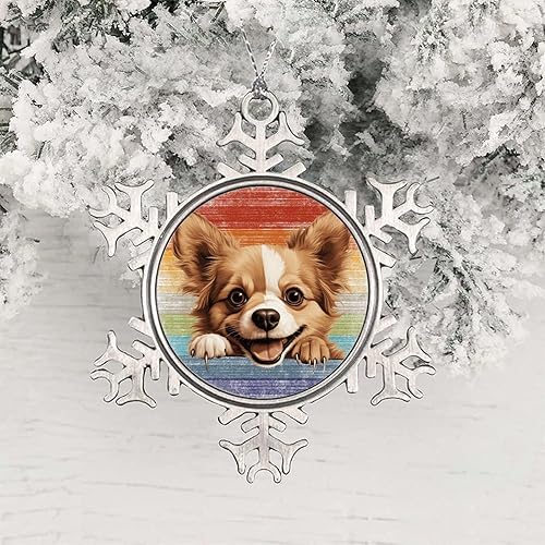 Miniatura 7 de CowkissSign Russian Toy Christmas Tree Ornament - Christmas Snowflake Ornament - Russian Toy Cute Funny Peeking Dog Puppy Christmas Snowflake Metal