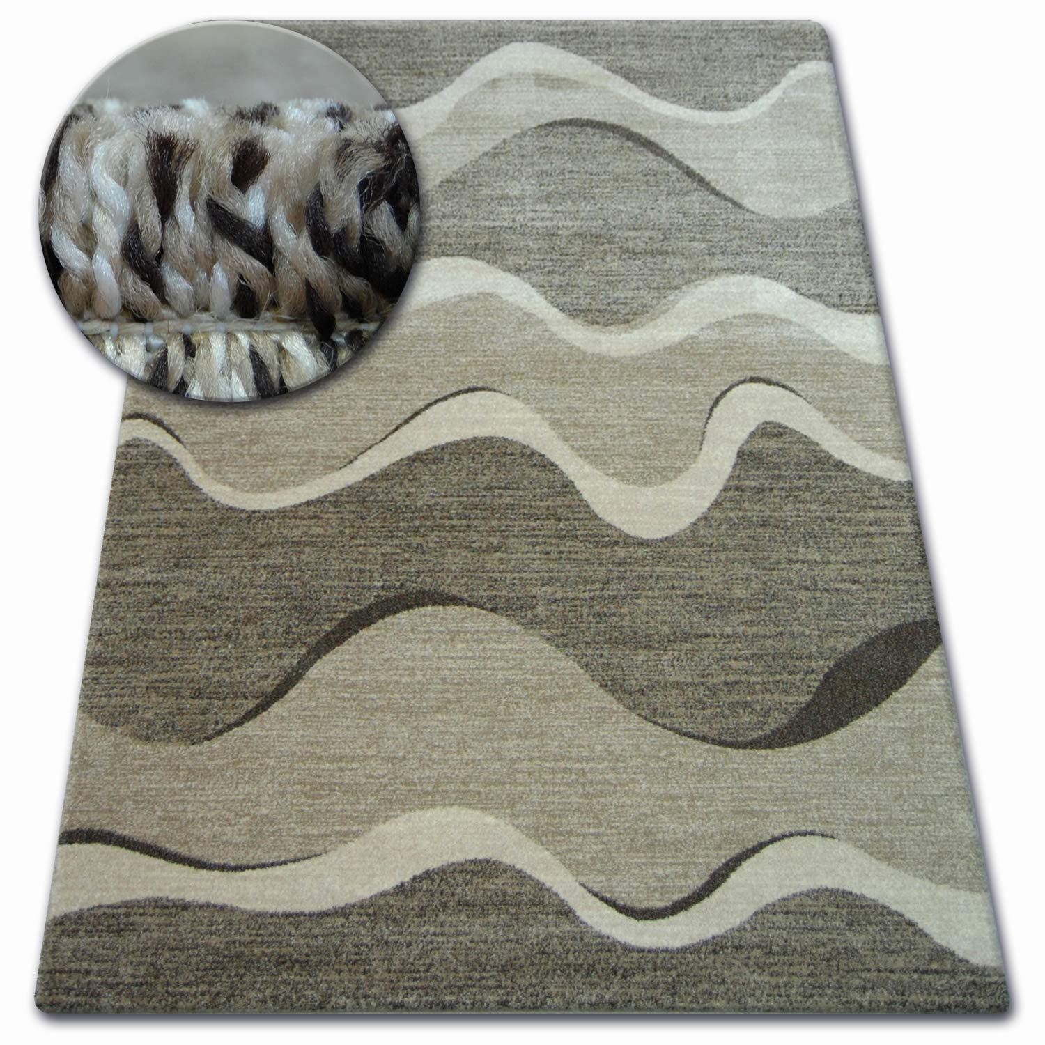 Tapis marron beige clair 140x190 grand tapis de salon Shadow
