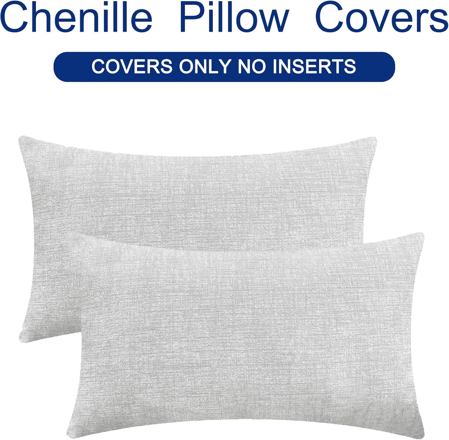 CaliTime Throw Pillow Covers Decorative 12 X 20 Inches Pack of 2 Cozy Chenille Cushion Cases for Couch Sofa Bed Living Room Home Moonbeam Gray - Image 6