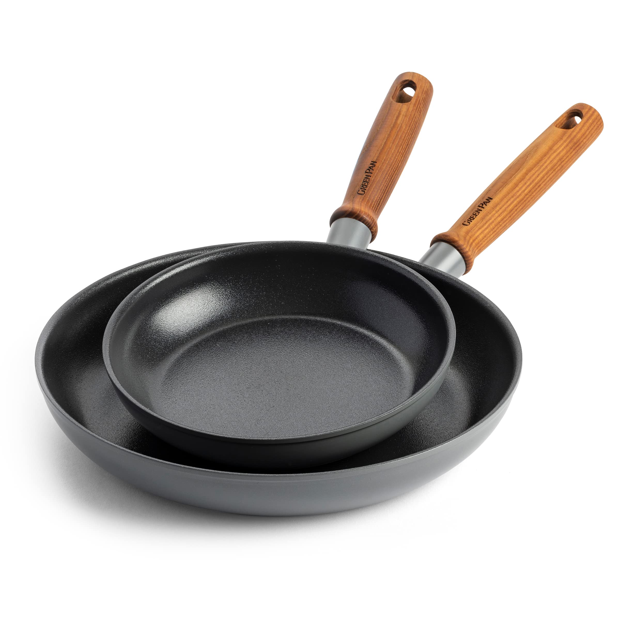 Greenpan Mayflower Pro Non-Stick 20 Cm & 28 Cm Open Frying Pan Set - Charcoal Grey