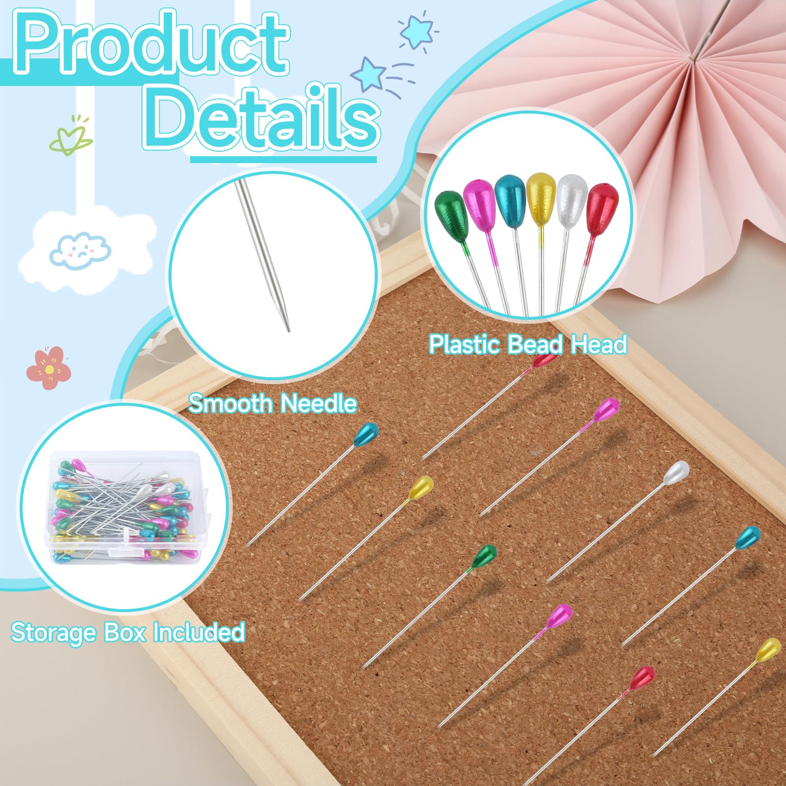 Classicseali Stecknadelset - 300 Bunte Nähnadeln Aus Edelstahl, 5,5 Cm Lang | Perfekt Für Nähen, Basteln & Stoffarbeiten