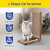 Vista 2 de FluffyDream Rascador de cartón para gatos, almohadilla para rascar, protector de muebles de cama, forma infinita (madera, en forma de L)