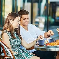 Vista 6 de Hasense Juego de tazas y platillos de porcelana para capuchino de 6 a 6 onzas Demitasse Espresso con asa, perfectas para café con leche, café moca