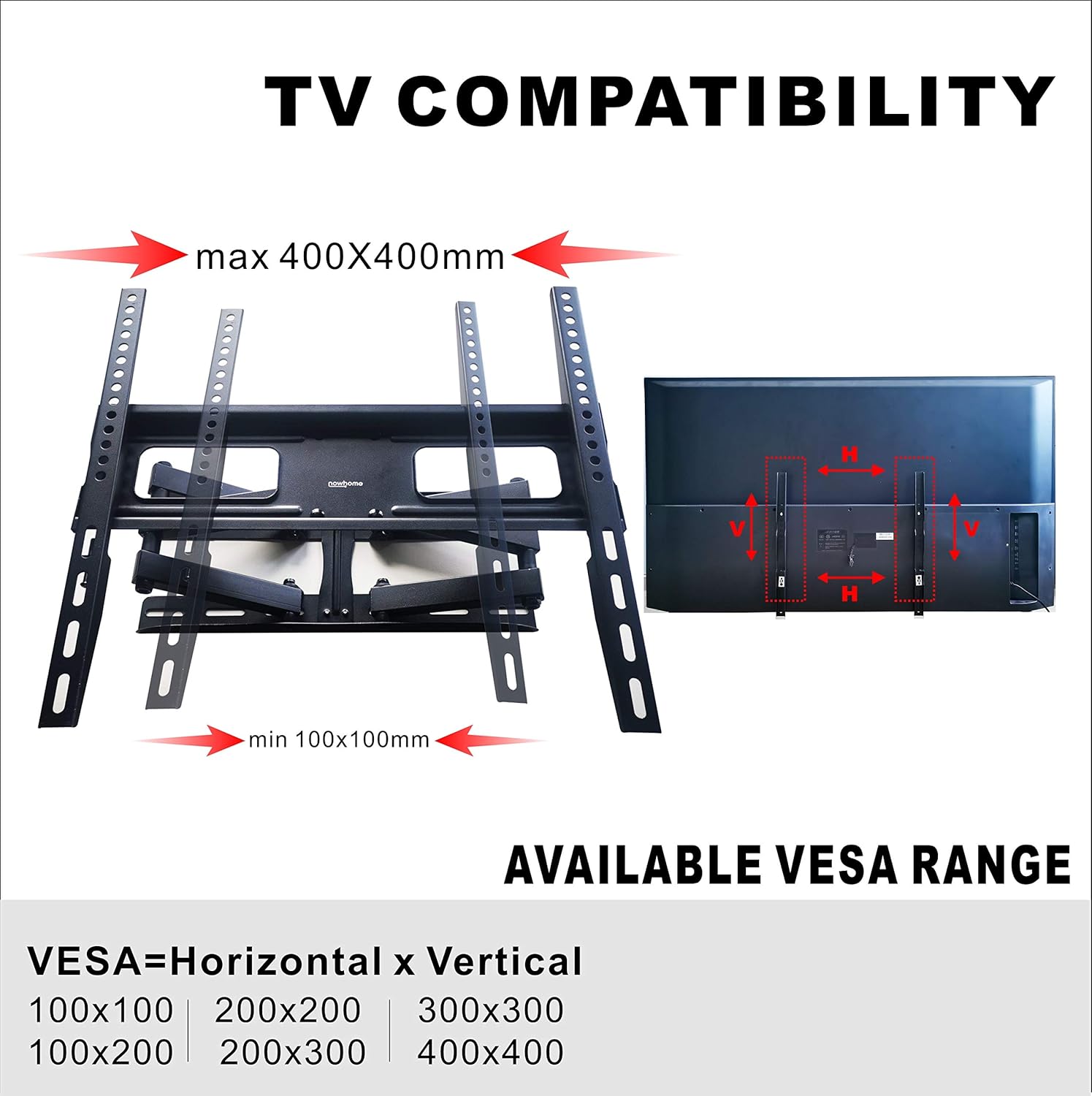 Discount 90% Nowhome Mount Tilt TV Wall Mount, Tilting TV mout Bracket for Most 32~60''Flat Screen LED,LCD,OLED, 4K TVs, up to VESA 400 x 400mm and 110 LBS Loading Capacity, Easily Lock and Release TV Mount Discount 80% Nowhome Mount Tilt TV Wall Mount, Tilting TV mout Bracket for Most 32~60''Flat Screen LED,LCD,OLED, 4K TVs, up to VESA 400 x 400mm and 110 LBS Loading Capacity, Easily Lock and Release TV Mount