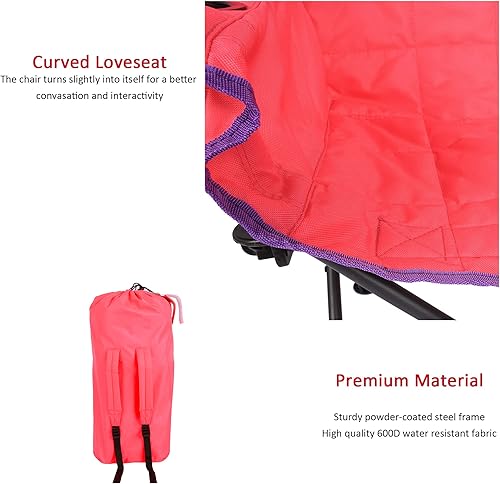 Miniatura 6 de SUNNYFEEL Silla de camping doble plegable para niños, sillas de camping portátiles para niños, silla de 2 asientos, sillas de césped plegables