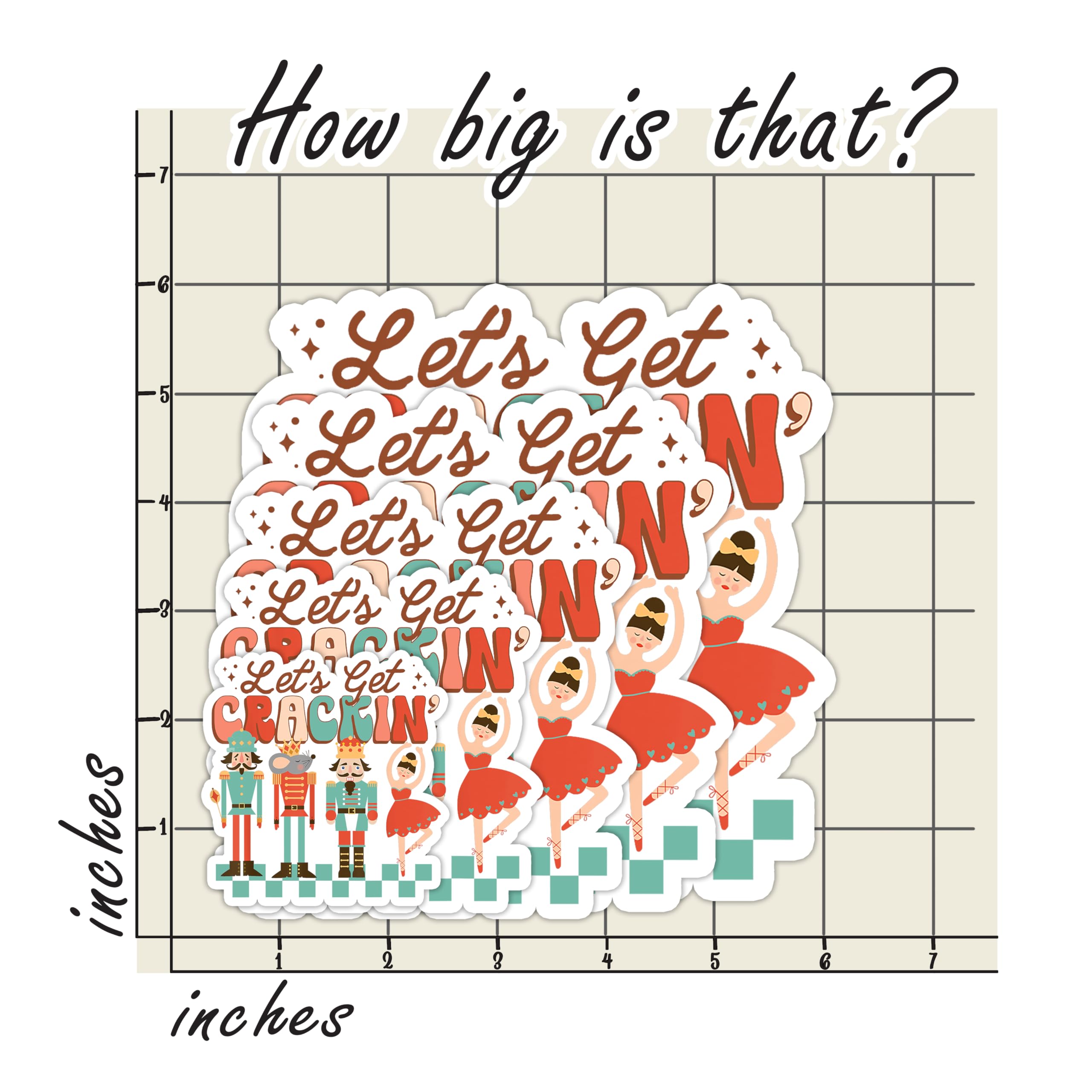 Let's Get Crackin' Sticker, Three Nutcrackers Sticker, Merry Christmas Sticker, Funny Xmas Sticker, Water Assitant Die-Cut Vinyl Funny Decals for Laptop, Phone, Water Bottles, Kindle Sticker - Image 4