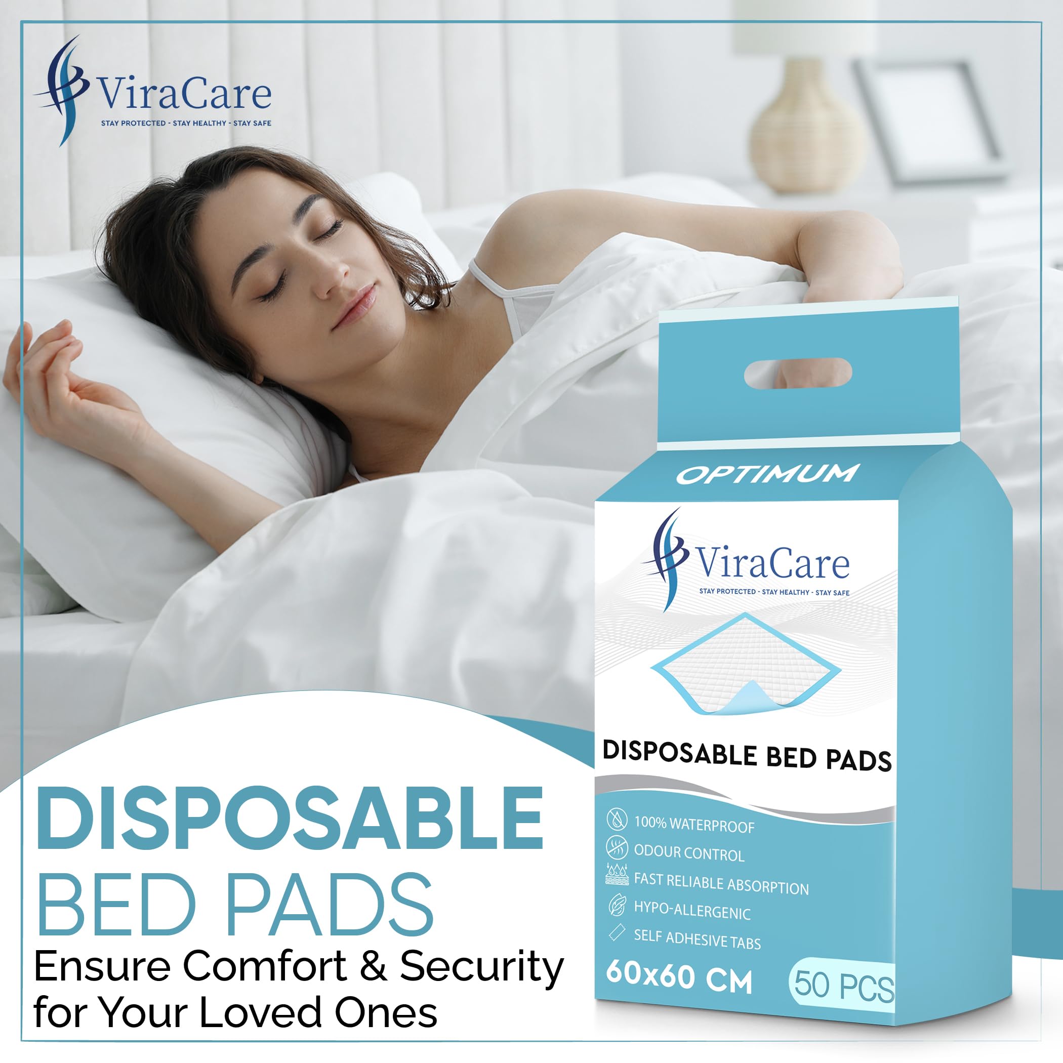 Alèses jetables pour incontinence avec autocollants autocollants,Draps de lit jetables pour incontinence,Protections de lit pour enfants et adultes,Taille 60 × 60 cm,(1 paquet +)