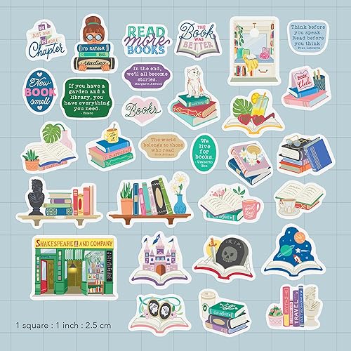 Miniatura 10 de Navy Peony Calcomanías de té calmantes (26 piezas)  Citas relacionadas, estilo gouache, impermeables, lindas calcomanías de fiesta de té para tazas,