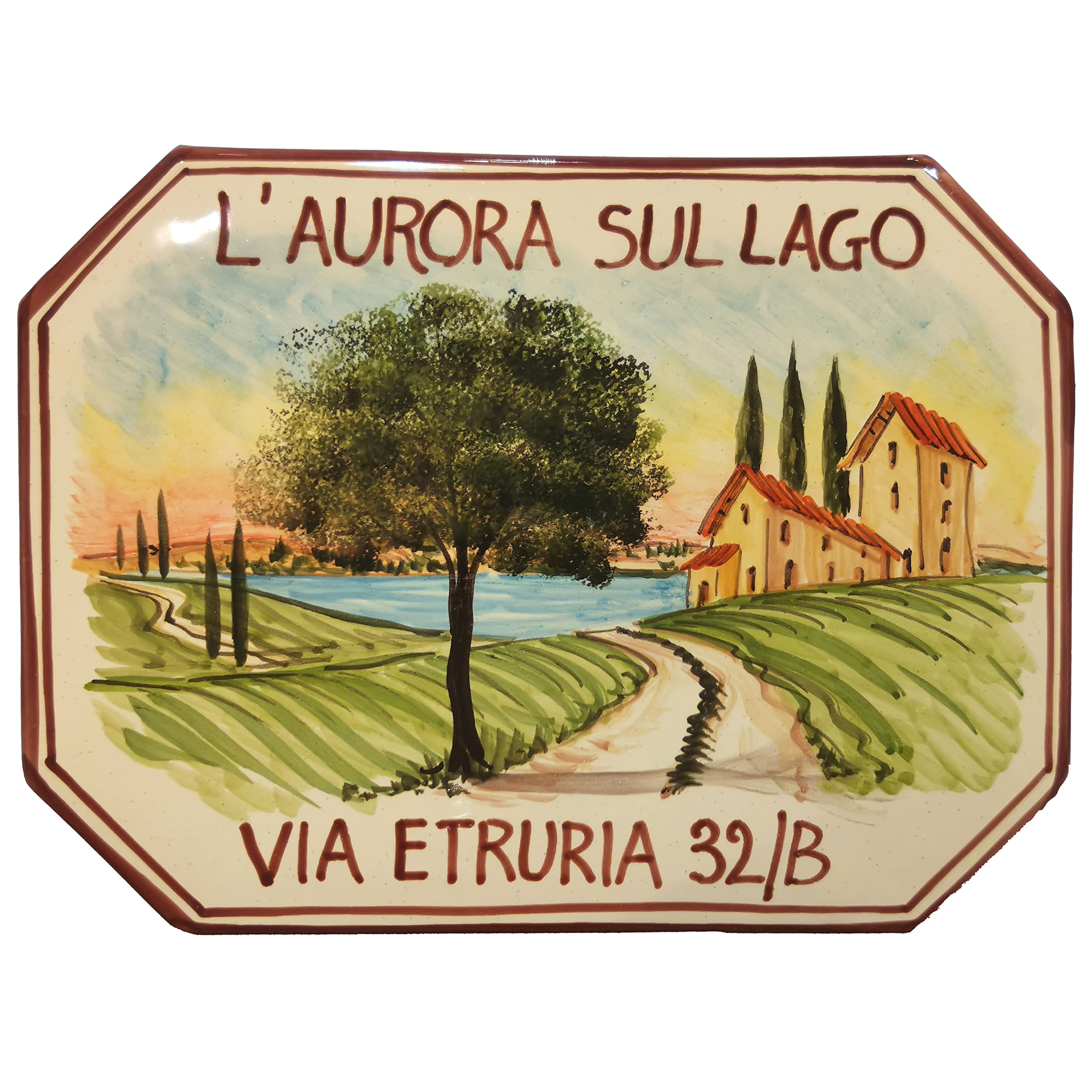 Numero civico per esterno e interno, Targa in ceramica fatta a mano personalizzbile con indirizzo, nome famiglia e decoro - quadrata, rettangolare, ovale