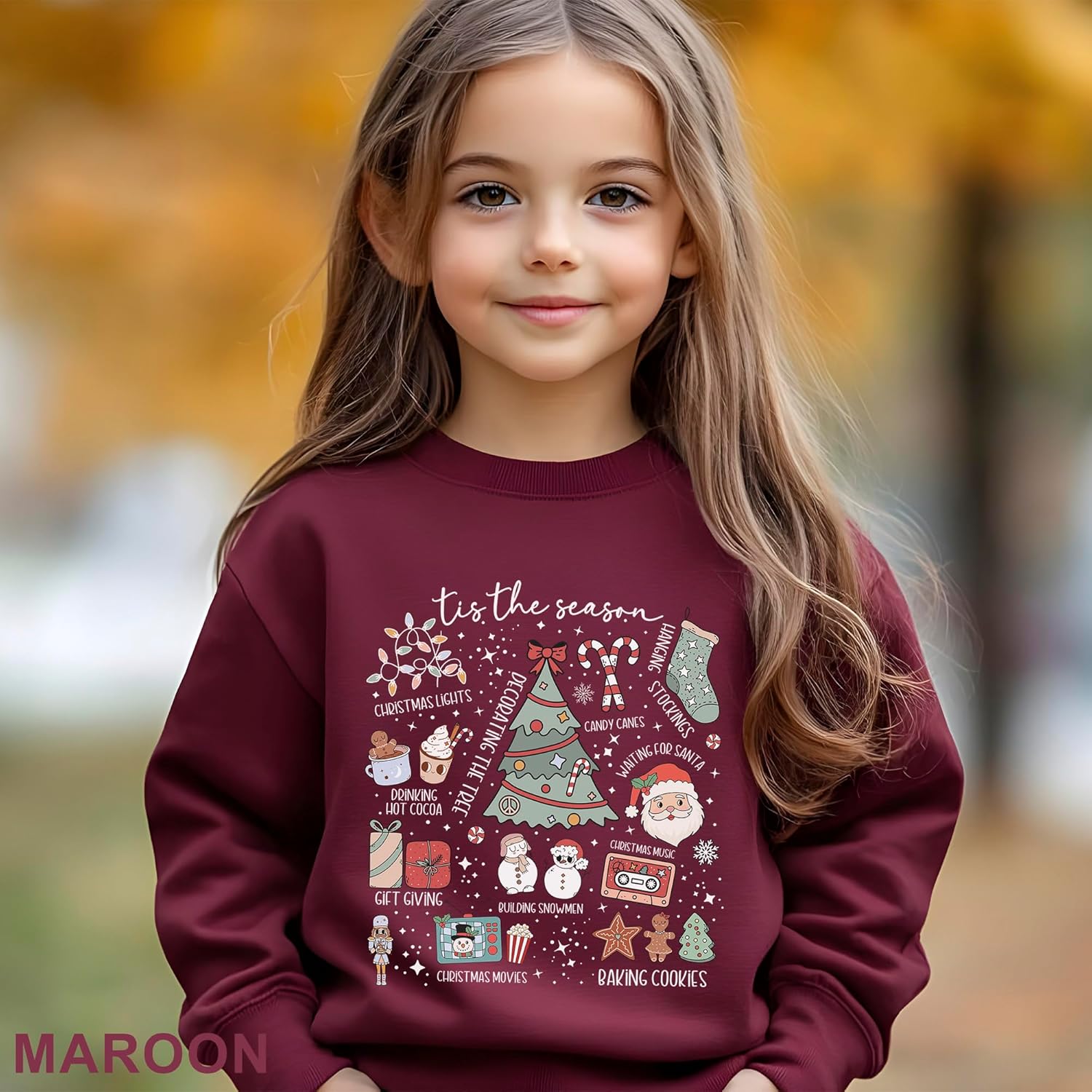 Tis the Season Christmas Sweatshirt | Cute Holiday Doodle Collage Pullover | Unisex Festive Crewneck Multi - Image 4