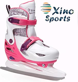 Xino Sports Adjustable Ice Skates - for Girls and Boys, Two Awesome Colors - Blue and Pink, Soft Padding and Reinforced Ankle Support, Fun to Skate! - coolthings.us
