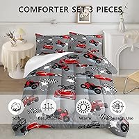 Vista 4 de Axolotl Kid Comforter Set Twin Size,Racing Car Bedding Set for Boys Girls Teen Kids Children Racing Gifts,Race Cars Quilt Bed Set with 1 Comforter 2