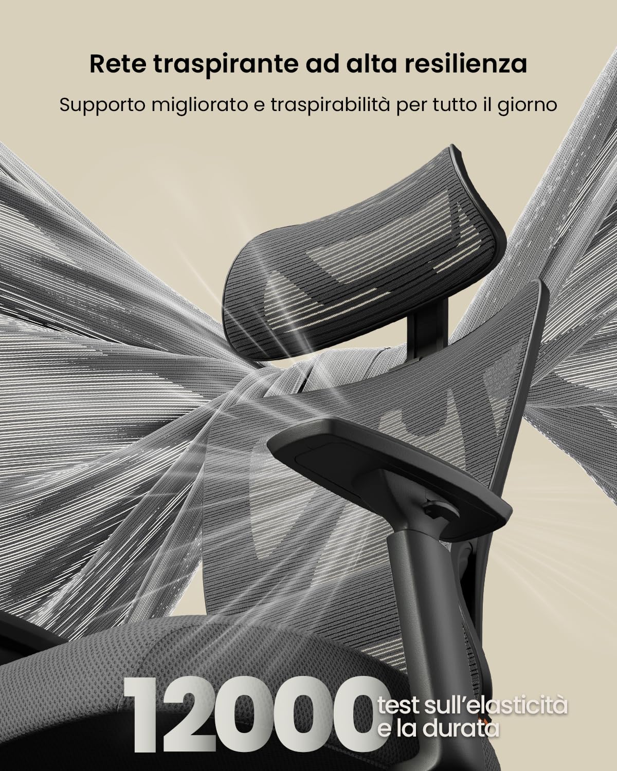 ProtoArc EC100 Sedia da Ufficio Ergonomica – Sedia da Scrivania con Cuscino a Molla da 10 cm, Supporto Lombare, Braccioli e Poggiatesta Regolabili, Sedia Girevole in Rete per Casa e Ufficio, Nera