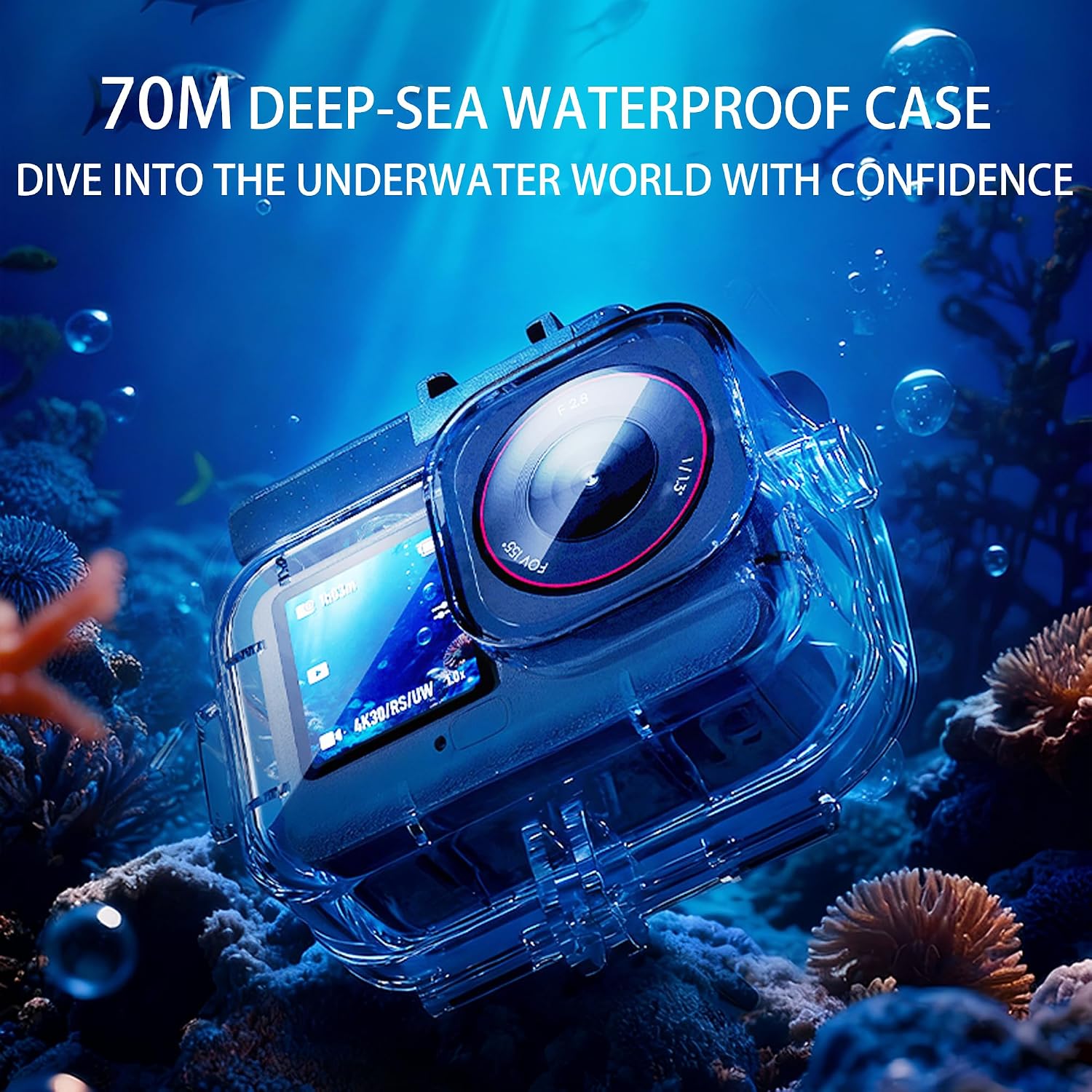 Waterproof Case for DJI Osmo Action 6 Camera, 70M/229FT Underwater Housing with Anti-Fog Lens & Quick Release Mount for Scuba Diving, Snorkeling, Action 6 Accessories