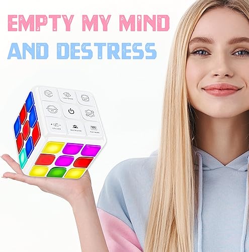 Miniatura 5 de Skywin Puzzle Cube Game (blanco) - Cubo intermitente de mano juegos electrónicos de juguete STEM - Divertidos juegos de memoria y juegos cerebrales