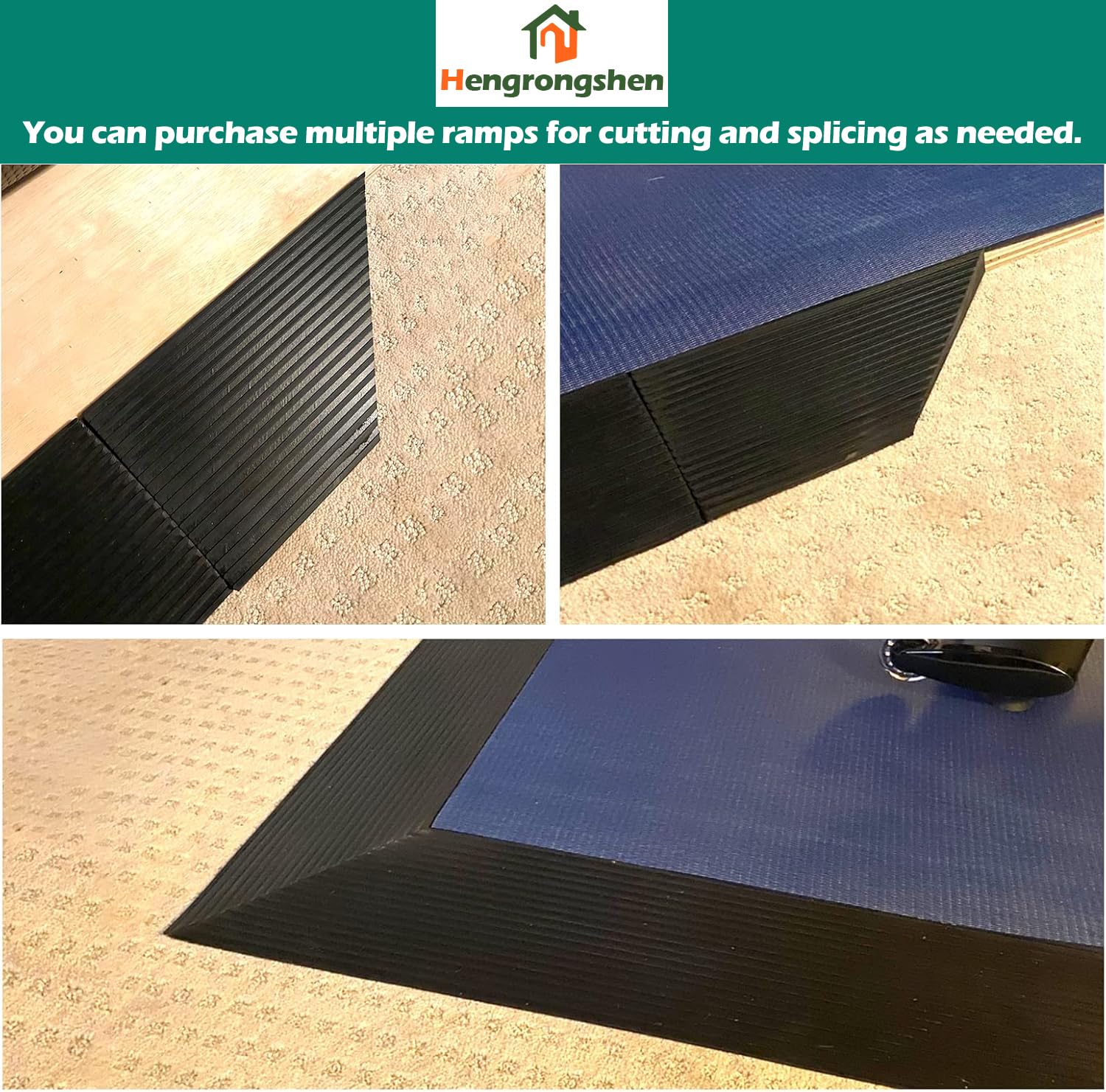 Rampa de Umbral de Puerta Autoadhesivo 100 * 8 * (1-3) cm, Antideslizante Goma Rampas para Silla de Ruedas, Cortable Perfil Transición Suelo para Garaje, Carrito de Transporte (2,0 cm-Altura, Negro)