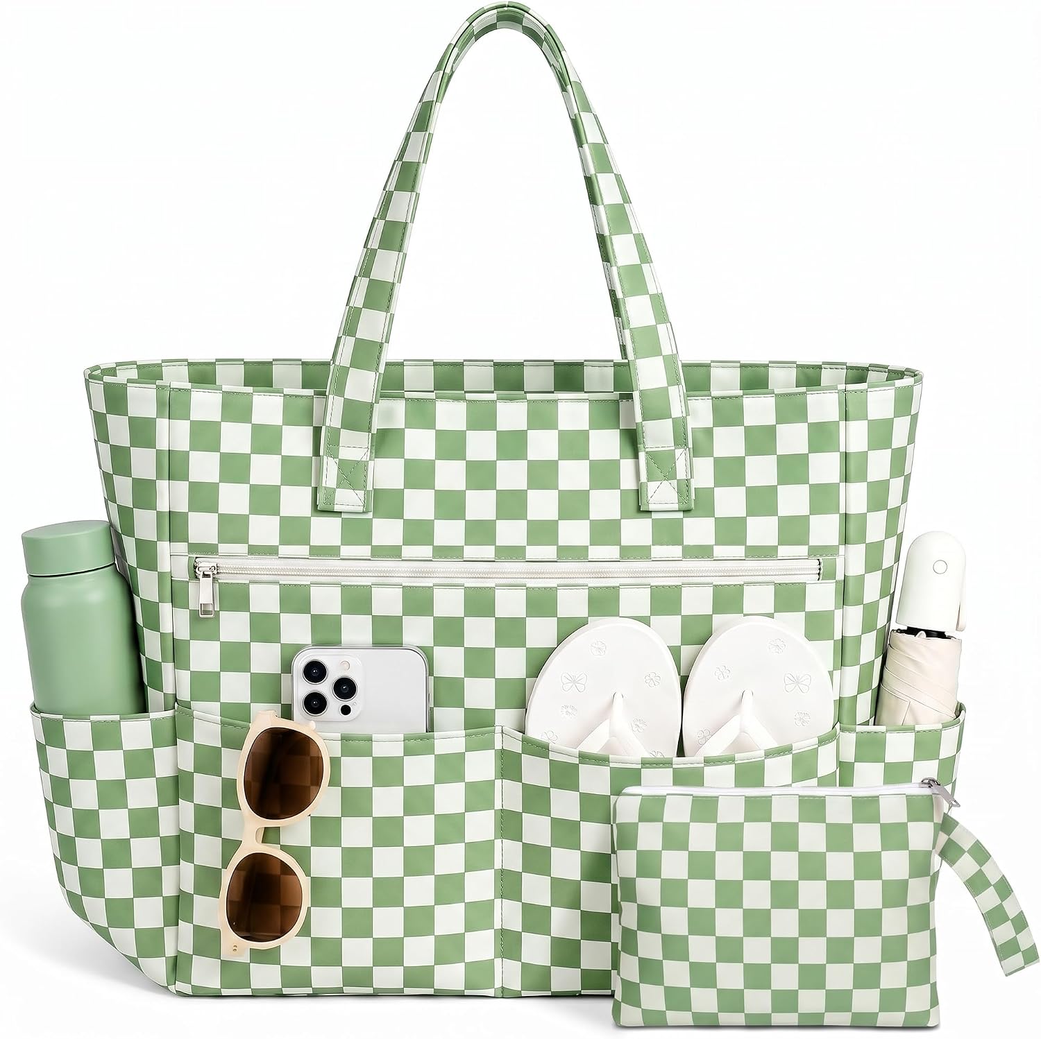 Large Beach Bags for Women，Waterproof Sandproof Beach Tote Bags Swim Pool Bags with Zipper & Wet Pokcet Family