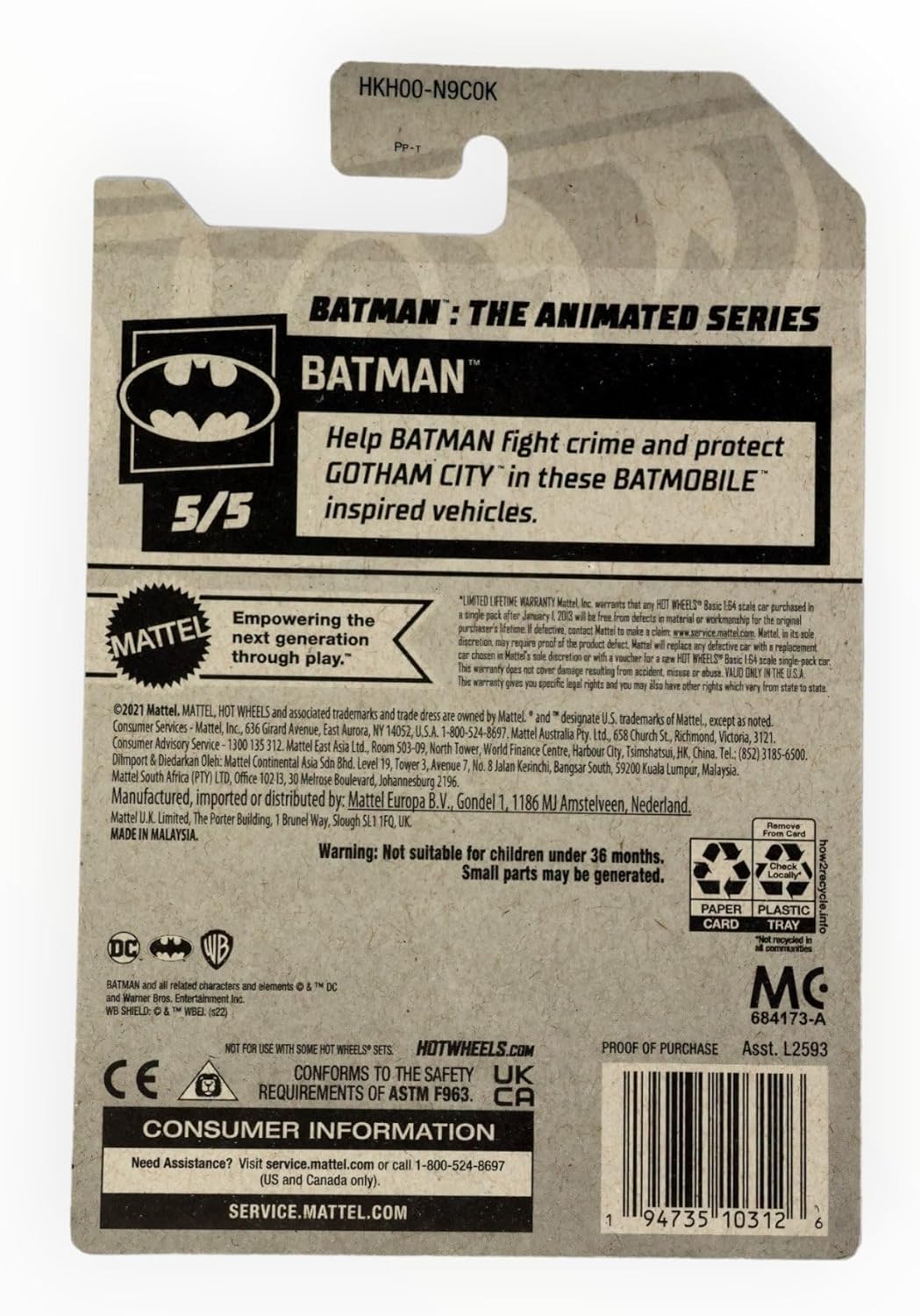 Hot Wheels Batman The Animated Series, Batman 5/5 [Purple] 169/250