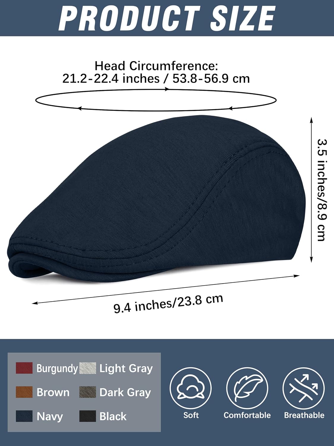 6 Pieces Men's Newsboy Caps Gatsby Cabbie Driving Hunting Cap Newsboy Flat Cap Irish Hats Ivy Hat