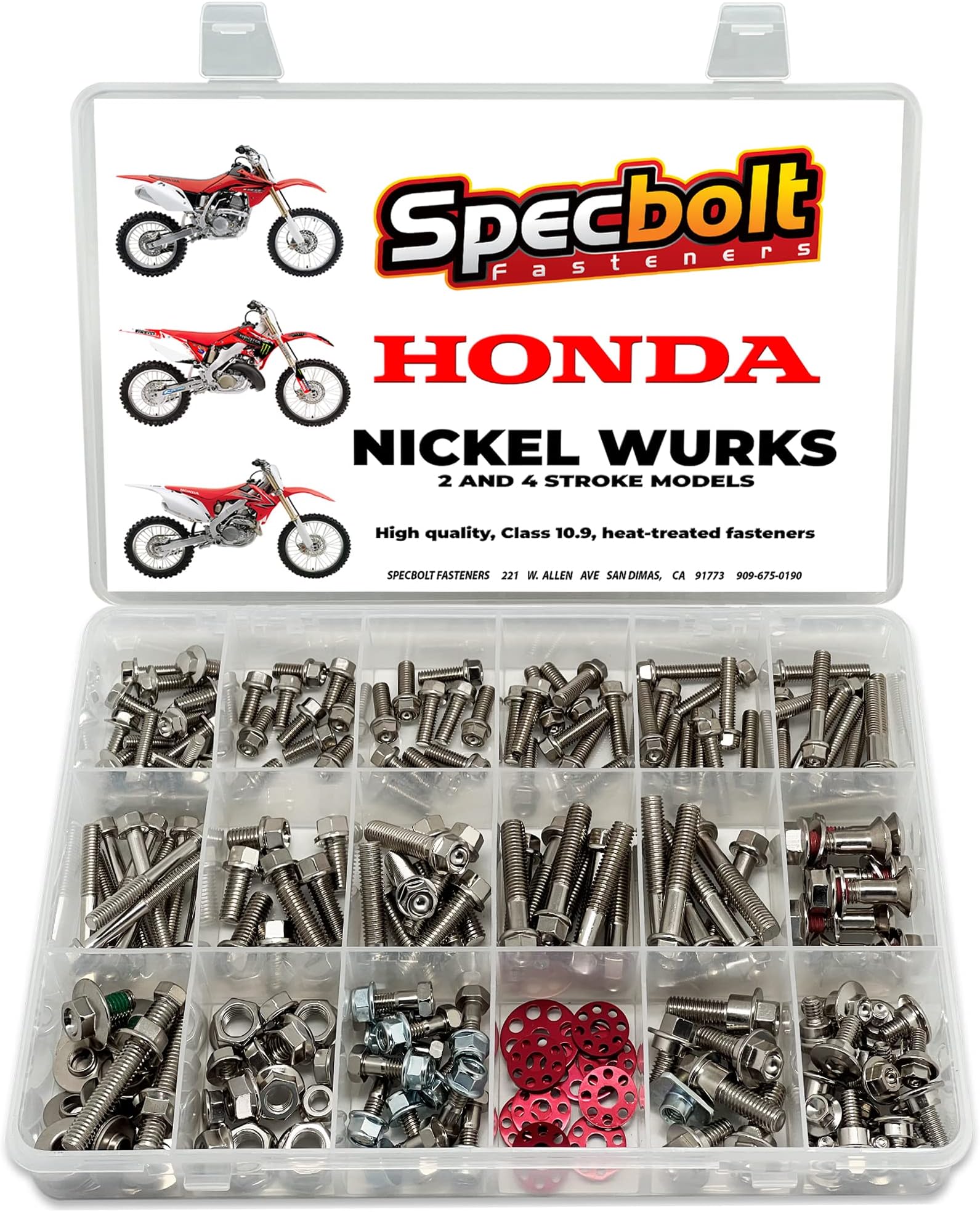 Specbolt Fasteners Brand Nickel Wurks Bolt Kit: fits Japanese Style Off-Road Dirtbikes Like Honda CR CRF 80 85 125 150 250 450 500 CRF250 CRF450 CR125 CR250 CR500