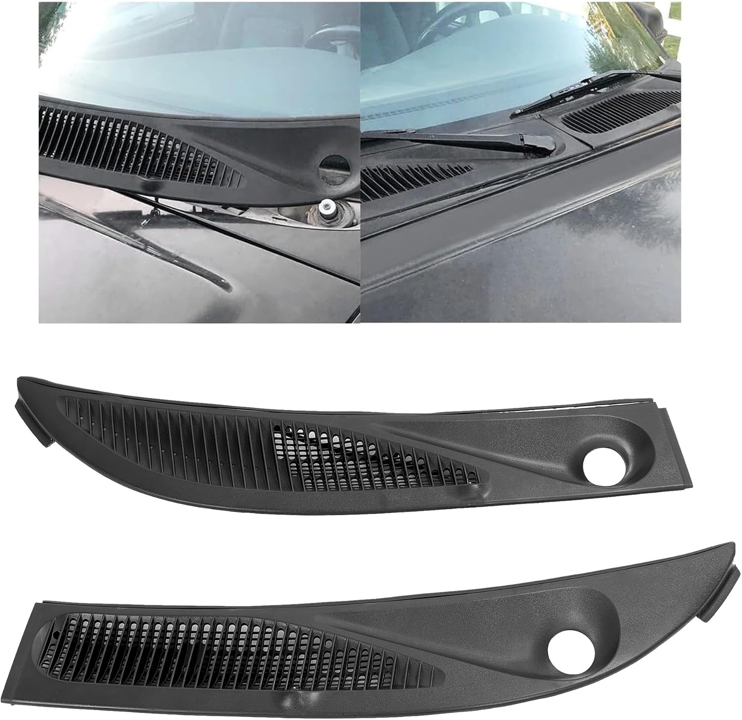 HECASA Windshield Wiper Cowl Grille Panels Compatible with 1995-2005 Ford Explorer 1997-2001 Mercury Mountaineer Replacement for F57Z-78022A68-A F57Z-78022A69-A