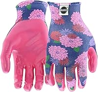 Miracle-Gro Women's Nitrile Coated Gardening Gloves Floral Grip Pattern - Water Resistant, Superior Traction
