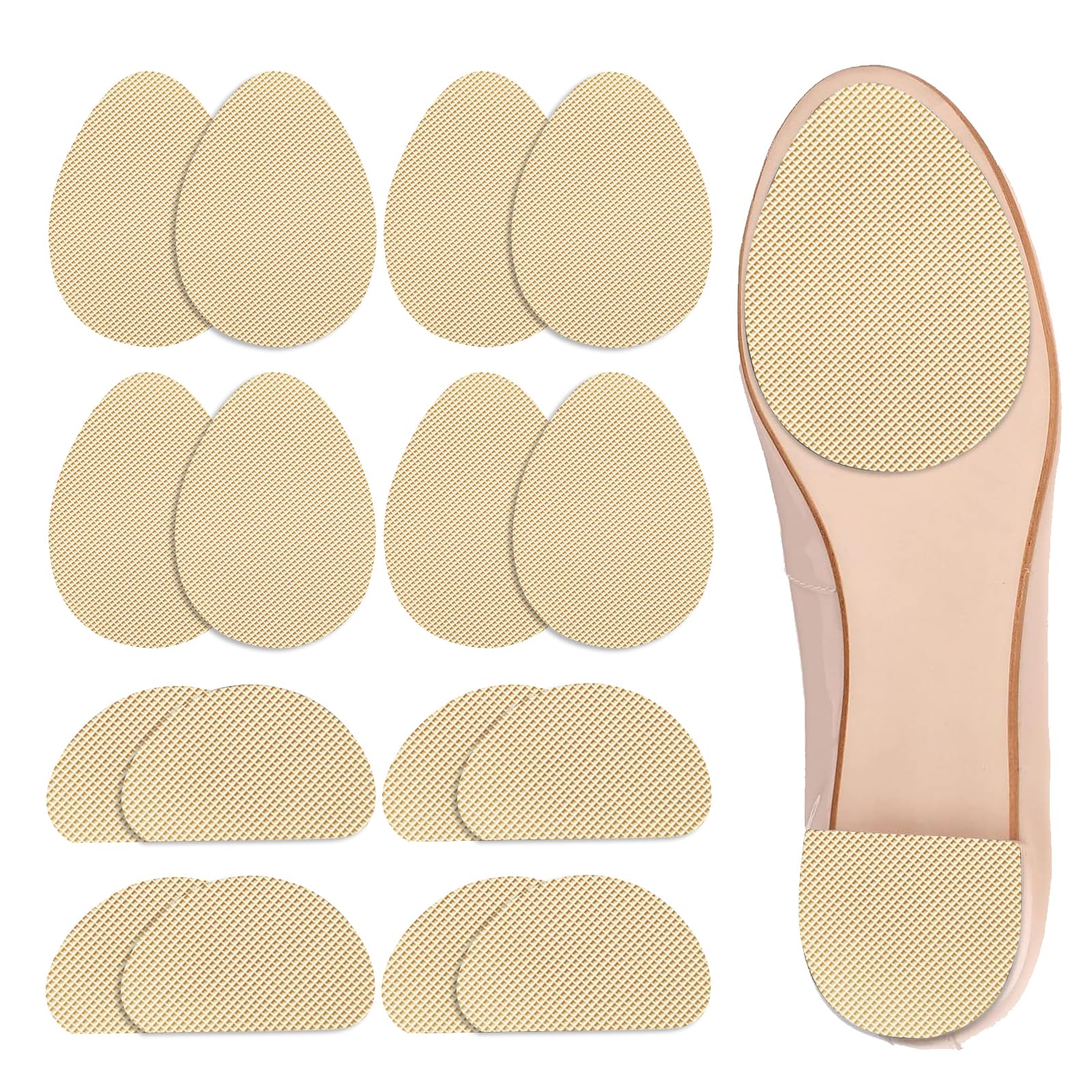 Non Slip Shoe Pads Shoe Grips on Bottom of Shoes Silica Gel Anti Slip Grips for Shoes Self-Adhesive Shoe Sole Protectors for Man Women, Noise Reduction, Easy to Use (4 Beige)