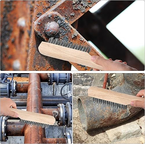 Miniatura 7 de Juego de herramientas de eliminación de escoria de soldadura de 4 piezas, martillo astillador de 10 pulgadas con mango de resorte helicoidal
