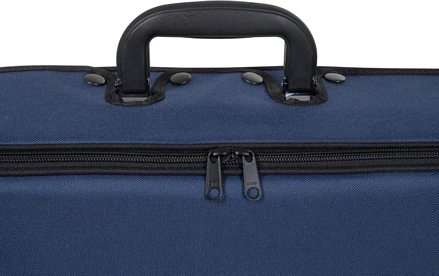 Close-up of the handle and zipper pullers on the Gewa Violin Case PS350110.
