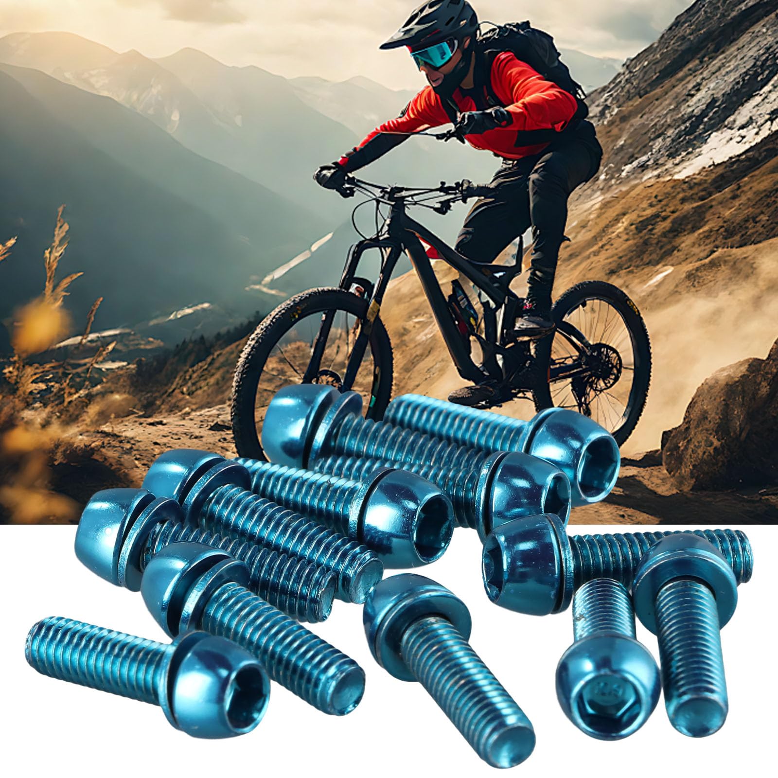 12 sztuk śrub rowerowych, M6 x 20 mm śruby do kierownicy roweru z podkładką, stałe śruby do bagażnika rowerowego, śruby do rowerów szosowych do rowerów górskich (niebieski)