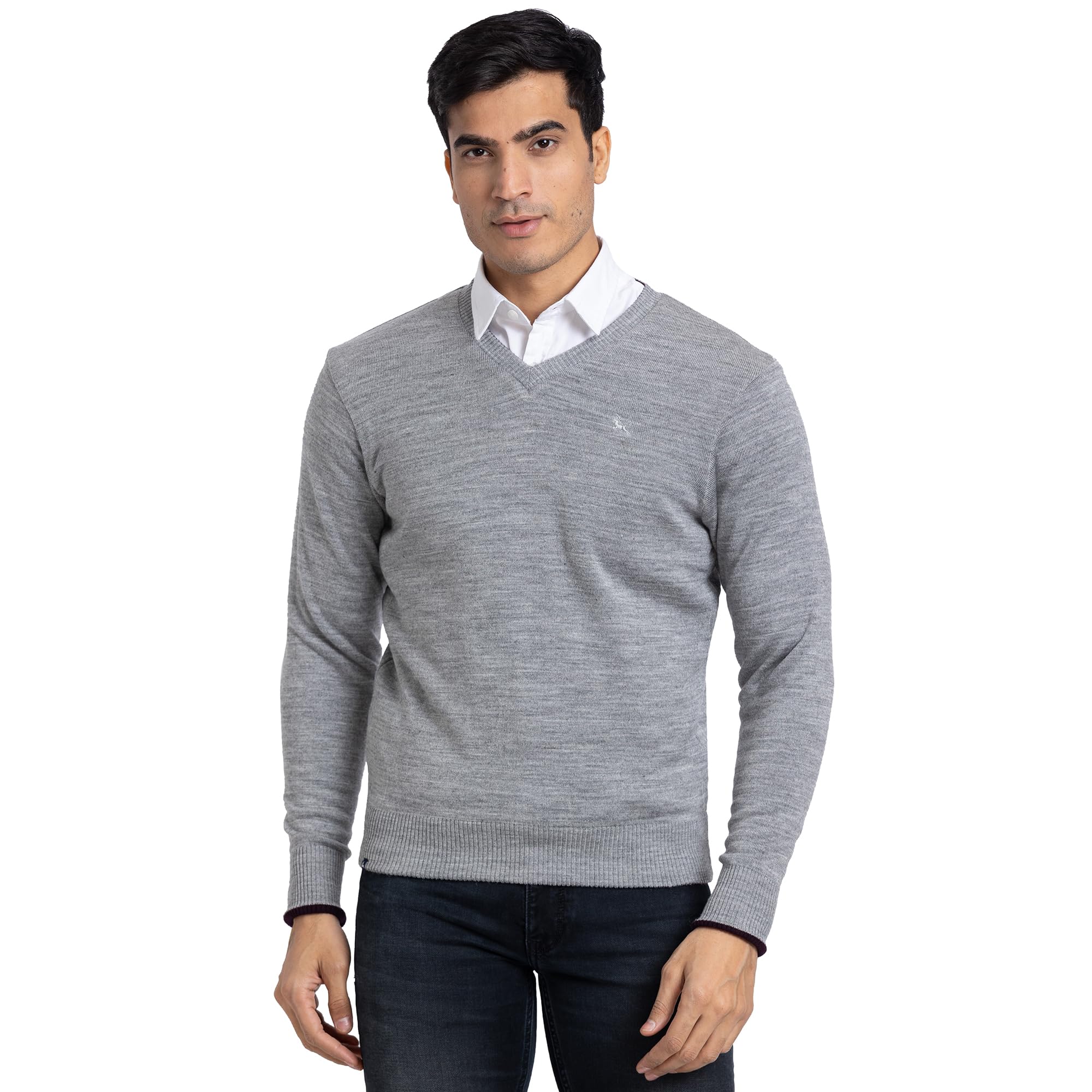 parx Men Regular Fit Solid Pattern Pure Acrylic Full Sleeve V Neck Casual Sweater-picture-20