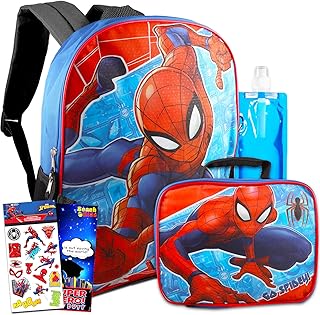 Spiderman School Supplies for Kids - Bundle with Spiderman Backpack and Lunch Bag Plus Stickers, Water Bottle, and More (Marvel School Supplies)