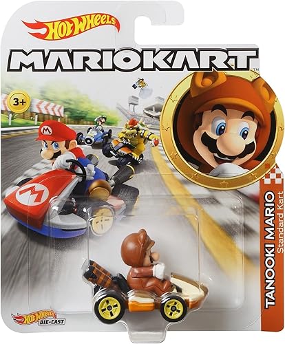Miniatura 4 de Hot Wheels Nintendo Premium Mario Kart Tanooki Mario Diecast Standard Kart