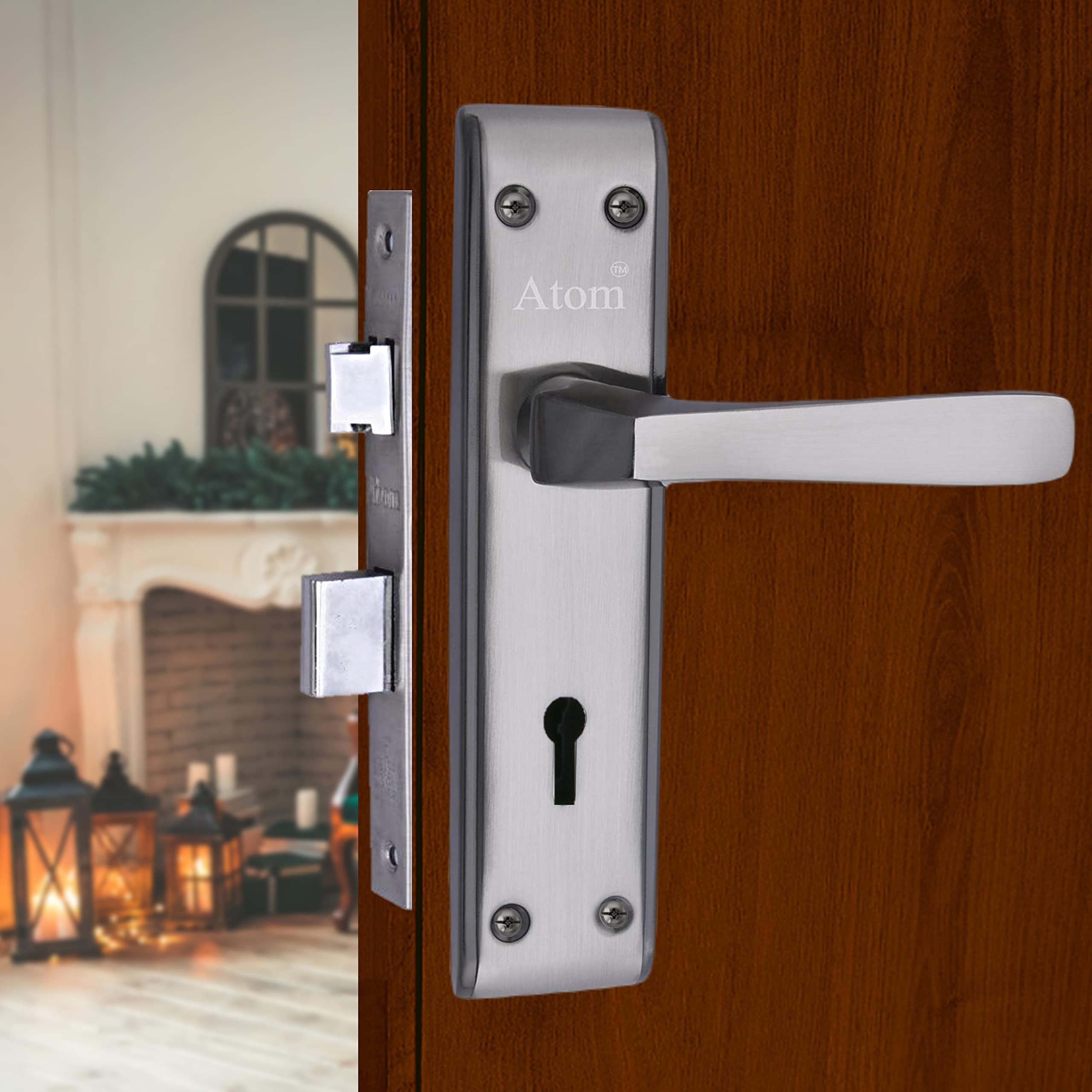 Atom Heavy Duty Mortise Door Lock for Bedroom, Living Room, Main Door, Black Silver Finish | 3 Keys | 6 Lever Double Stage Lockset for House Hotel Office(1002KY) (B071LDTYPJ) Amazon Price History, Amazon Price Tracker