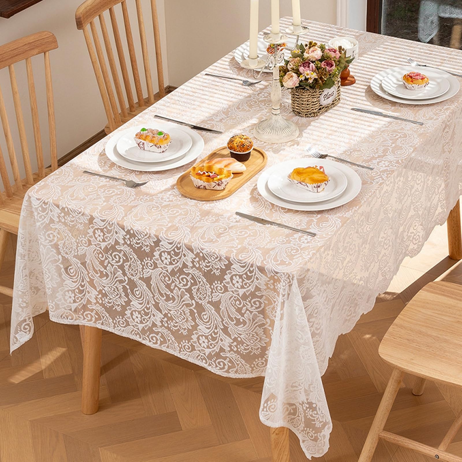 Tovaglia Rettangolare Antimacchia Poliestere 100x150 cm Bianco