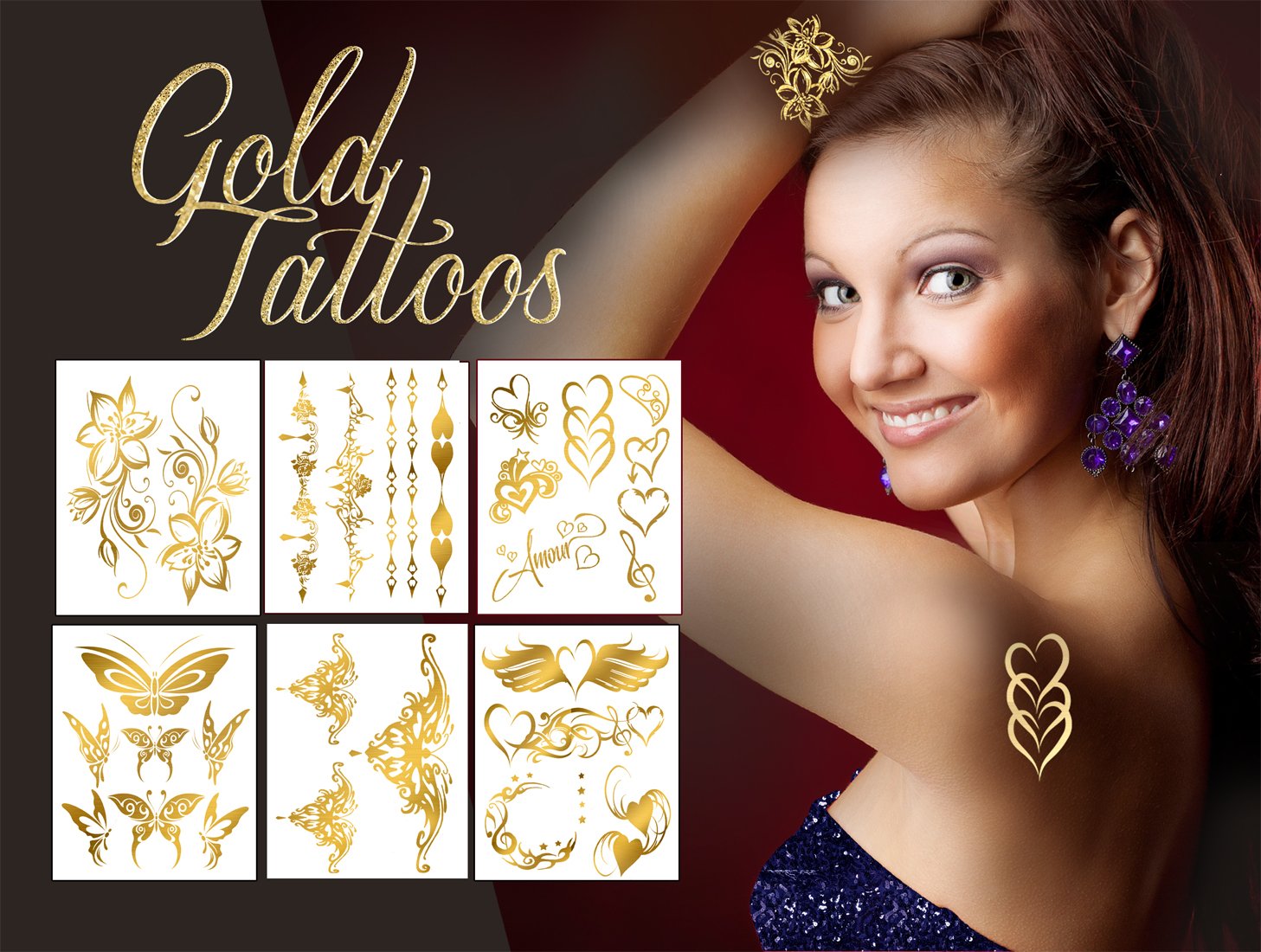TEMPORARY TATTOO FACTORYMetallic Tattoos-Whimsical Collection