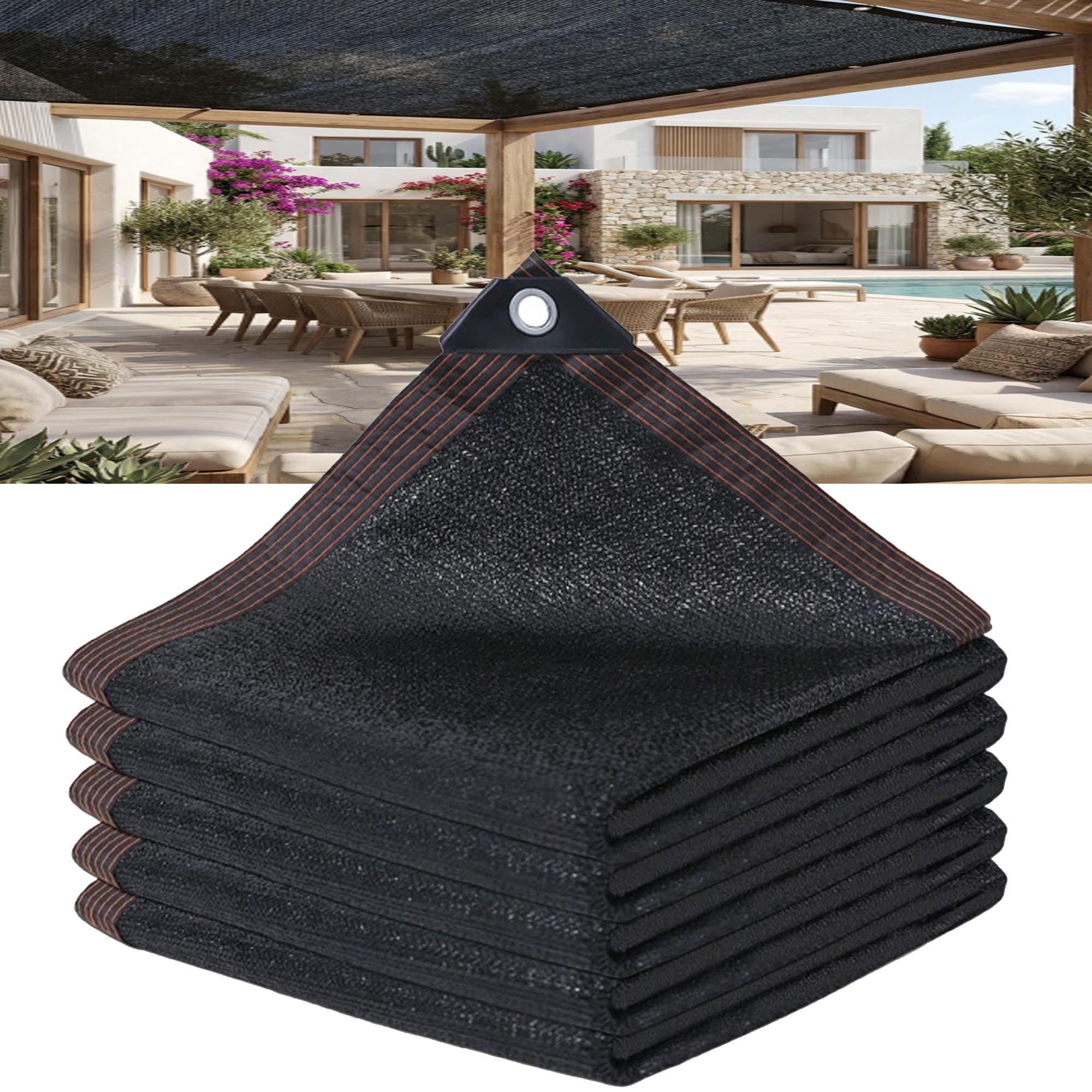 Red de sombra HDPE corte térmico toldo vela para terraza restaurante y protección en zonas de obra