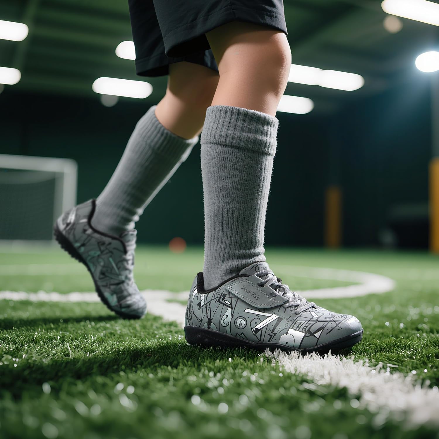 DREAM PAIRS Boys Girls Indoor Turf Soccer Cleats Lace Up Athletic Youth Futsal Football Casual Shoes for Little/Big Kid - Image 2