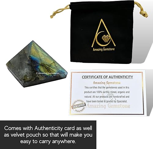Miniatura 7 de Labradorite Pyramid Crystal Healing Stones - 1" Great Pyramid Figurine of Natural Stone Pyramid for Meditation, Reiki, Chakra Balancing and Crystal