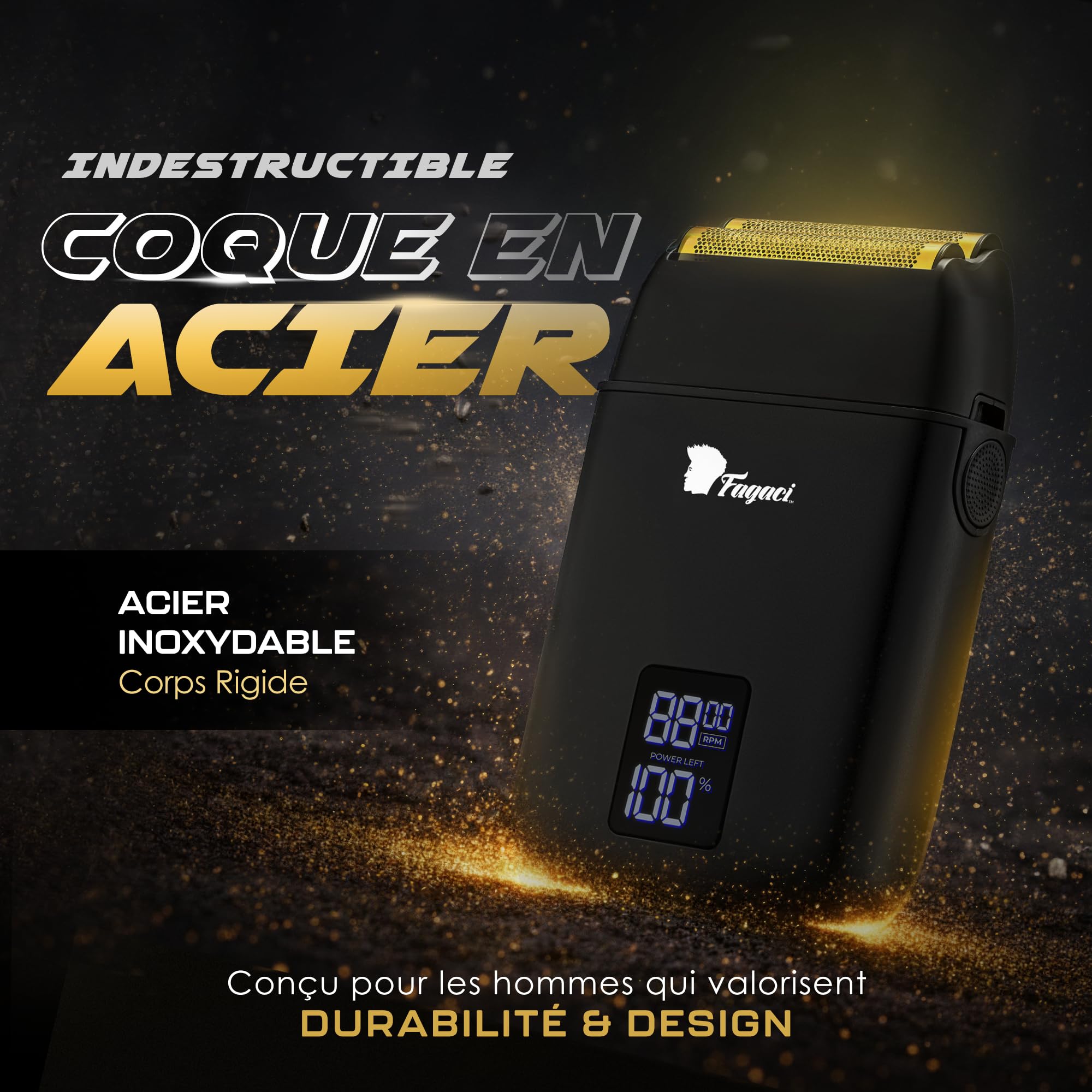Fagaci Rasoir à Grille Homme avec Rasage Ultra Lisse, Rasoir Barbe Homme Électrique Zéro irritation, Foil Shaver 8500 tr/min à couple élevé avec 3h d’autonomie, Nettoyage Facile