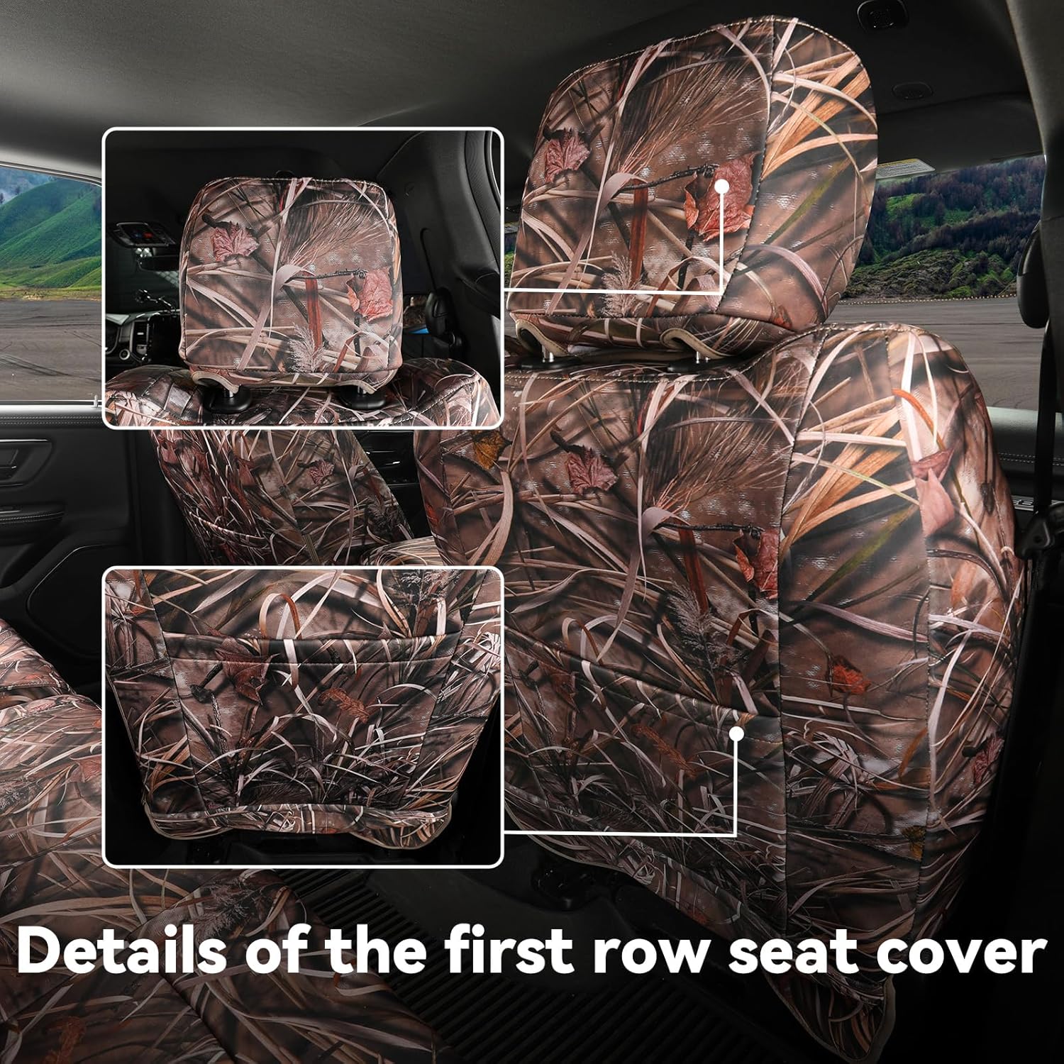Custom Fit Camo Seat Covers Select for Dodge 2011-2018 Ram 1500 Quad Cab Bighorn,Harvest,Lone Star&2021-2022 Ram 1500 Classic Quad Cab Warlock Waterproof(Neoprene Reed Camouflage)