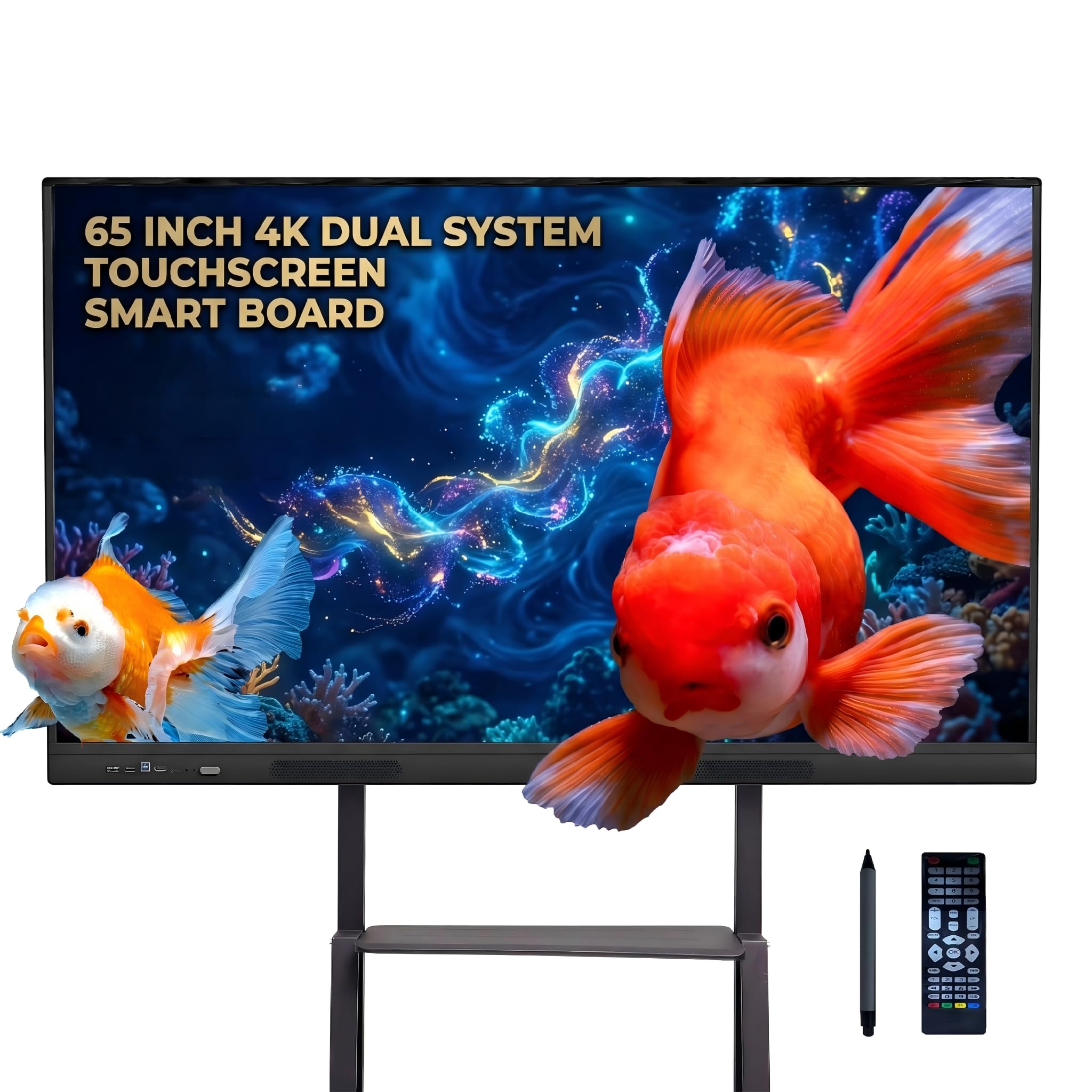 65" Touchscreen Monitor Smart Board, 4K Interactive Presentation Electronic Whiteboard, All-in-One PC, Digital Signage Display for Office & Classroom, Core i5-6 RAM 8GB+SSD 256GB-Wall Mount