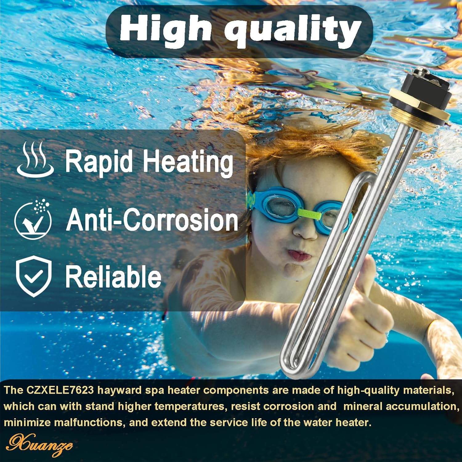 Upgraded 5.5 kW 208V/240V CZXELE7623 Spa Heating Element, Suitable for Hayward H Series Comfort Zone, C-SPA-XI, C-SPA-X, and C-Spa IX Series Electric Heaters, 2 Pack