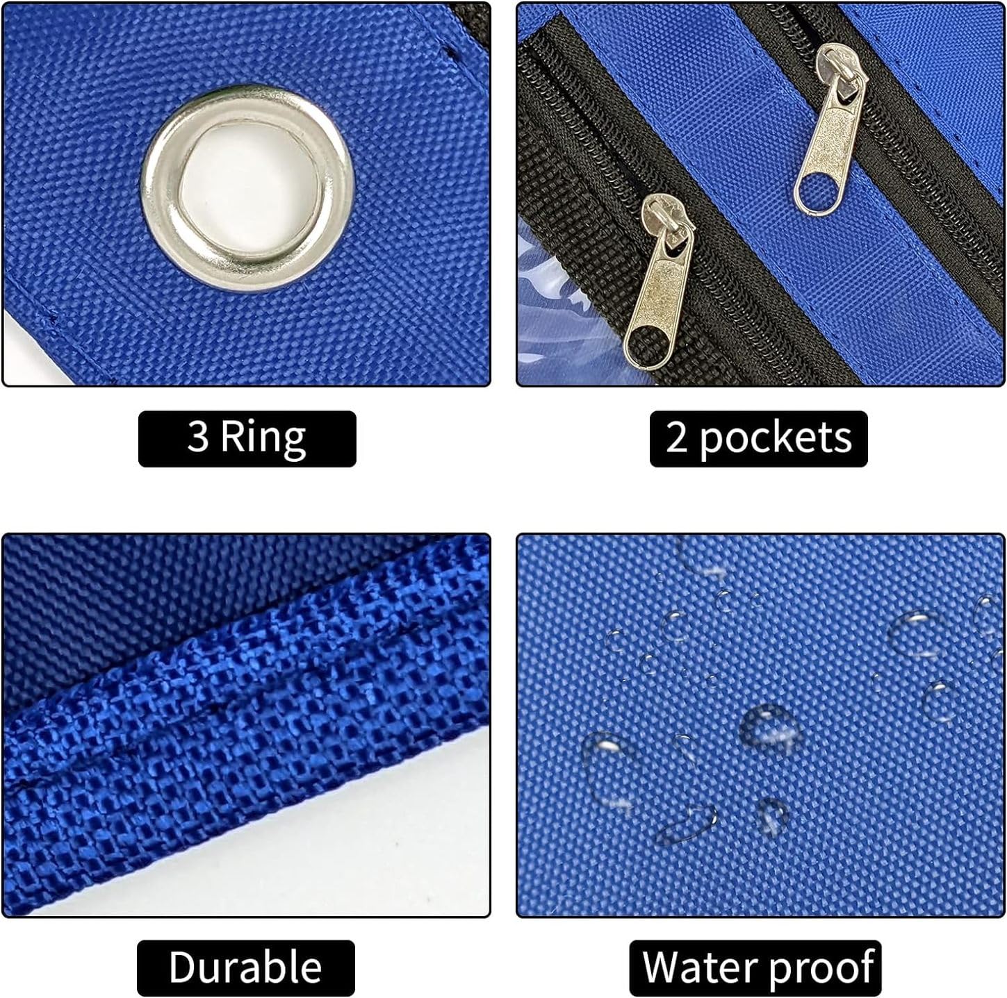YoeeJob Estuche expandible de 1 pulgada para carpeta de 3 anillos, paquete de 18 bolsas de lápices de gran capacidad con cremallera, estuche transparente de tres anillos, adecuado para la escuela y la